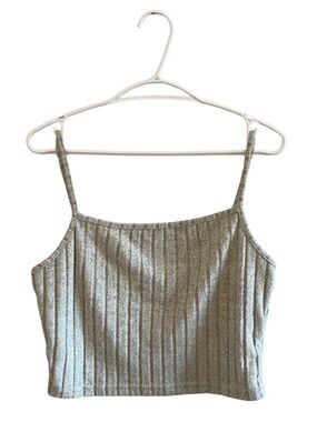 4/$20➡️  Grey Striped Spaghetti Strap Cropped Tank Top – Size Medium EUC